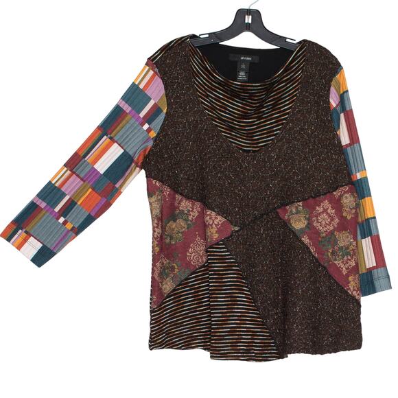 Ali Miles Sweater Patchwork Boho Artsy Lagenlook Cottage Statement Folk Large - Picture 6 of 7